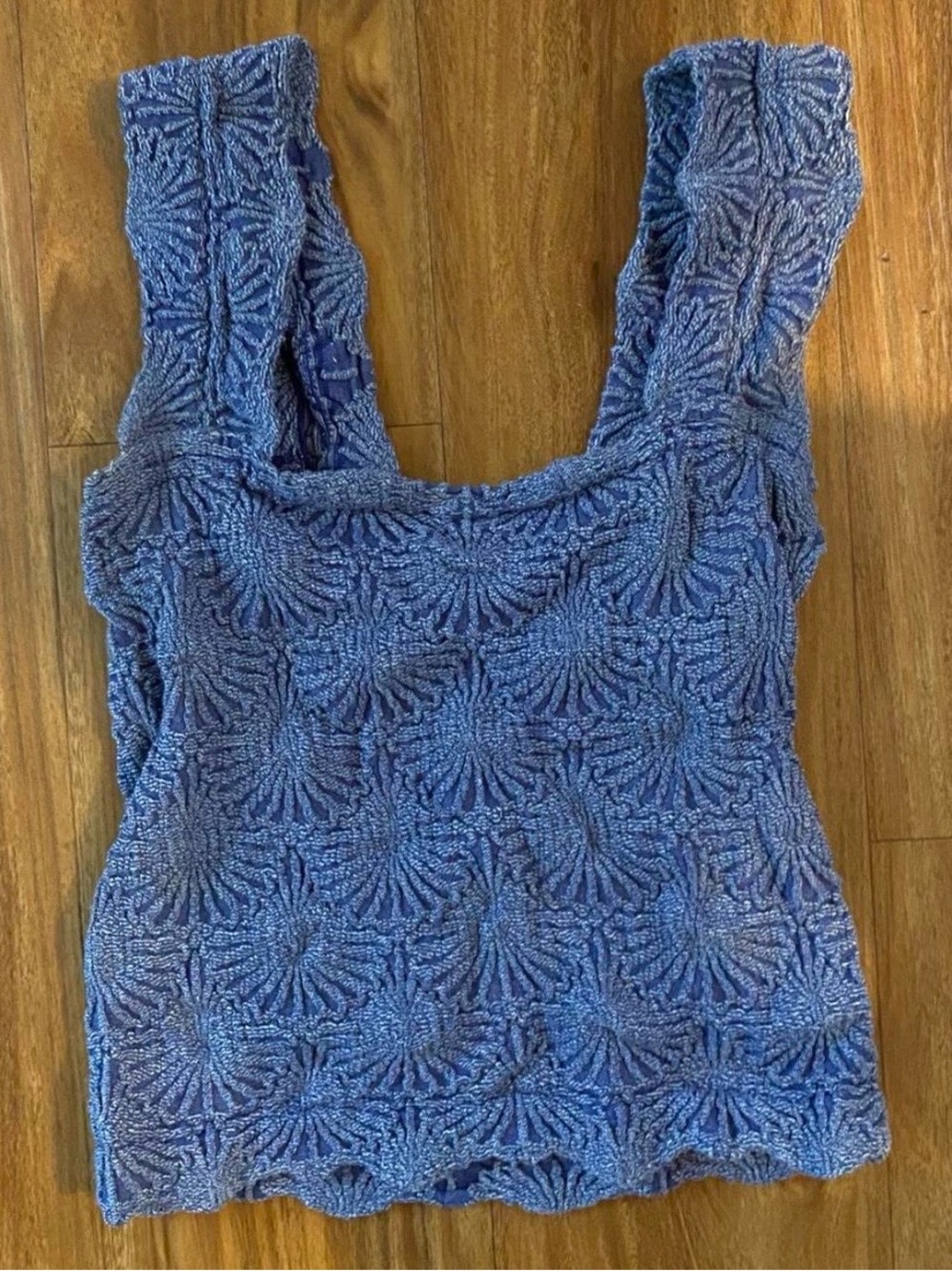 Free People Blue Textured Crochet Camisole